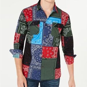 Levi's Men's Patchwork Bandana Print Button-Down Shirt - Red, Blue, Green, Black